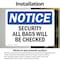 Signmission Security All Bags Will Be Checked OSHA Notice Sign, Vinyl Decal, 10in W x 7in L, 2PK OS-2PACK-NS-D-710-L-18269 - alternate 2